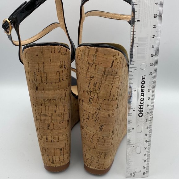 ❤Sold❤Black Platform Strappy Open Toe Cork Sandal - Picture 3 of 6